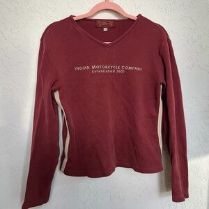 Vintage Indian Motorcycle Co Ribbed Long Sleeve Top Y2K M